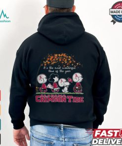 Snoopy Peanuts X Alabama Crimson Tide Fall It'S The Most Beautiful Time Of The Year Shirt