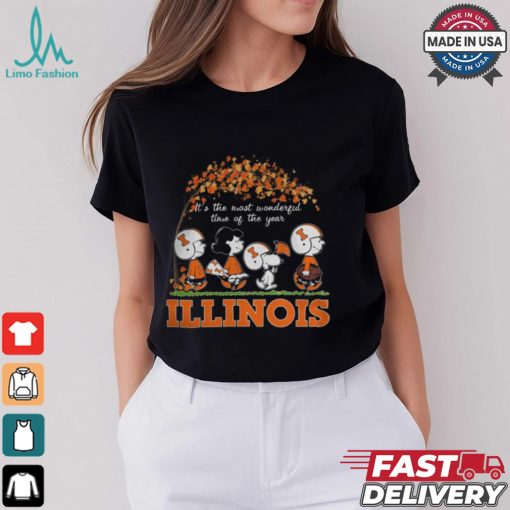 Snoopy Peanuts X Illinois Fighting Illini Fall It’S The Most Beautiful Time Of The Year Shirt