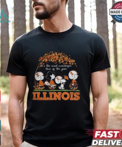 Snoopy Peanuts X Illinois Fighting Illini Fall It'S The Most Beautiful Time Of The Year Shirt