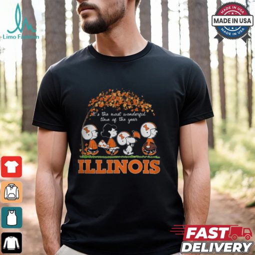 Snoopy Peanuts X Illinois Fighting Illini Fall It’S The Most Beautiful Time Of The Year Shirt