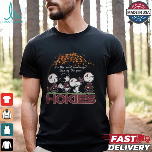 Snoopy Peanuts X Virginia Tech Hokies Fall It’S The Most Beautiful Time Of The Year Shirt