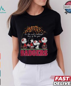 Snoopy Peanuts X Wisconsin Badgers Fall It'S The Most Beautiful Time Of The Year Shirt