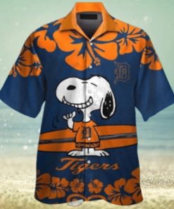 Snoopy Surfboards Hibiscus Detroit Tigers Hawaiian Shirt