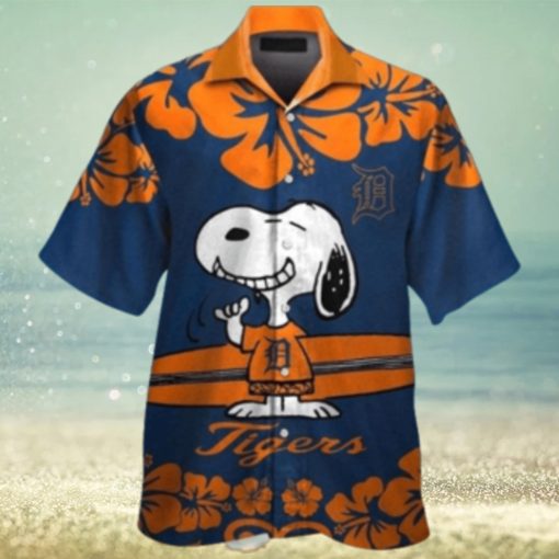 Snoopy Surfboards Hibiscus Detroit Tigers Hawaiian Shirt