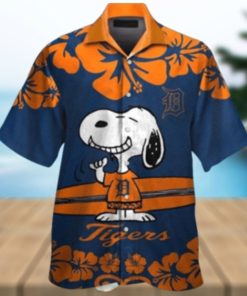 Snoopy Surfboards Hibiscus Detroit Tigers Hawaiian Shirt