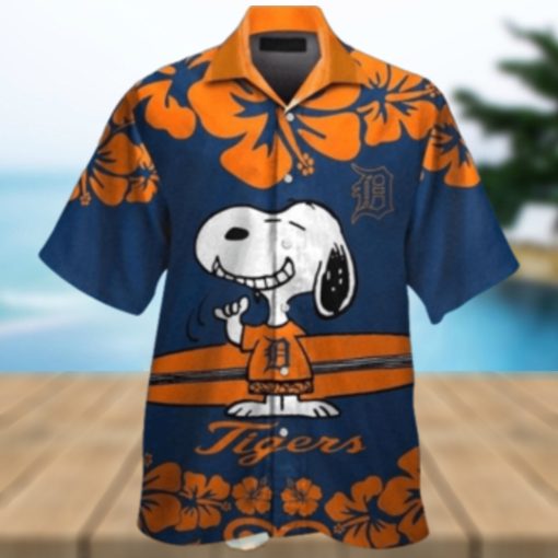 Snoopy Surfboards Hibiscus Detroit Tigers Hawaiian Shirt