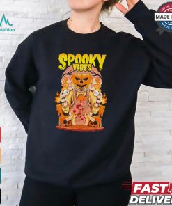 Spooky Halloween Pumpkin and Flames Graphic Retro shirt