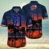 Personalized Sunset Palms Detroit Tigers Navy Aloha Shirt