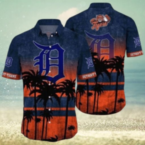 Sunset Palms Detroit Tigers Tropical Hawaiian Shirt