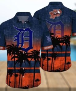 Sunset Palms Detroit Tigers Tropical Hawaiian Shirt