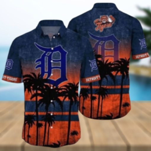 Sunset Palms Detroit Tigers Tropical Hawaiian Shirt