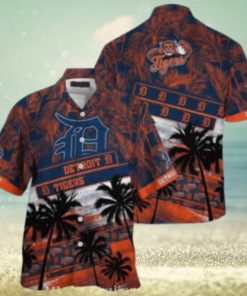 Sunset Tigers Palms And Team Logos Tropical Hawaiian Shirt