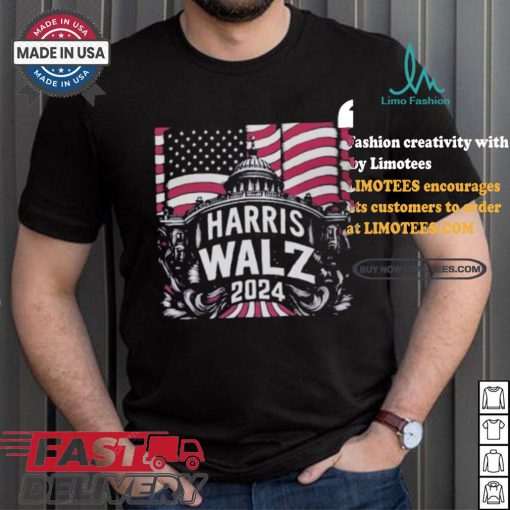 Support Of Presidential Nominee Kamala Harris Vp Nominee Tim Walz 2024 Us Elections America White House T shirt