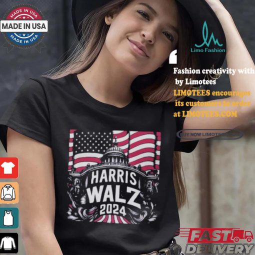 Support Of Presidential Nominee Kamala Harris Vp Nominee Tim Walz 2024 Us Elections America White House T shirt