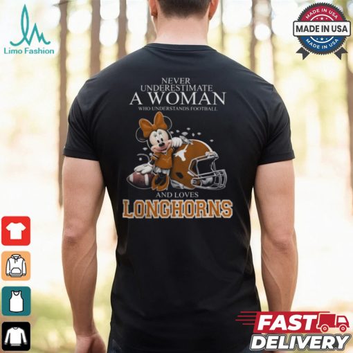 Texas Longhorns x Minnie Mouse Never Underestimate A Woman Who Understands Football And Loves Shirt