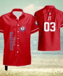 Texas Rangers Personalized Red Jersey Style Hawaiian Shirt