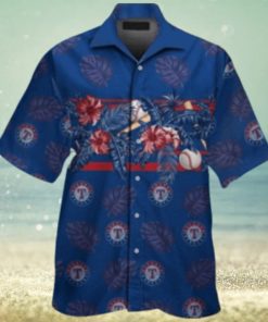 Texas Rangers Tropical Baseball And Palm Hawaiian Shirt