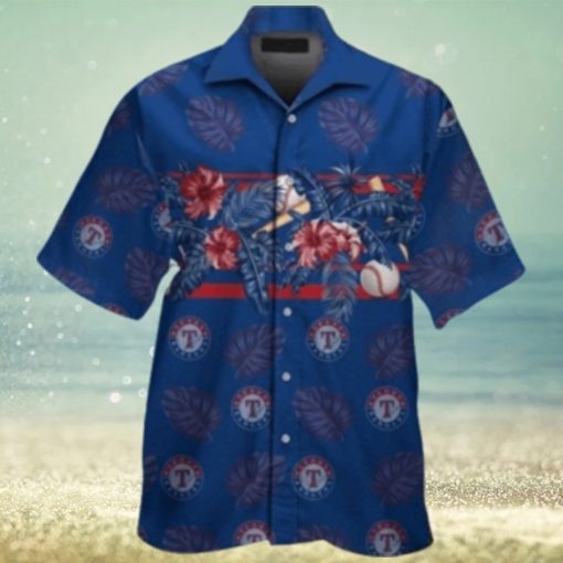 Texas Rangers Tropical Baseball And Palm Hawaiian Shirt