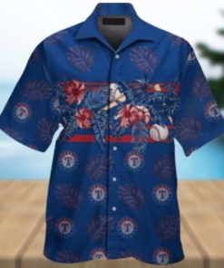 Texas Rangers Tropical Baseball And Palm Hawaiian Shirt