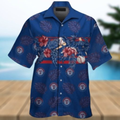 Texas Rangers Tropical Baseball And Palm Hawaiian Shirt