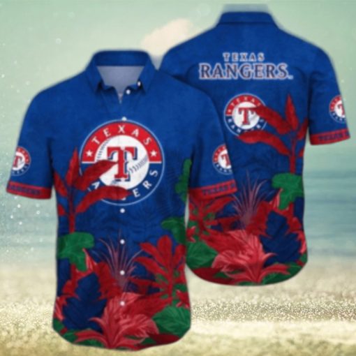 Texas Rangers Tropical Foliage Customizable Hawaiian Shirt