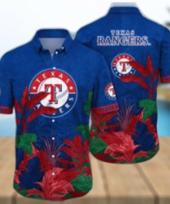 Texas Rangers Tropical Foliage Customizable Hawaiian Shirt