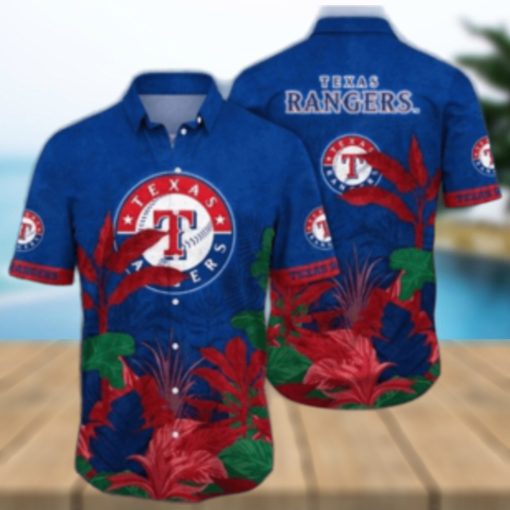 Texas Rangers Tropical Foliage Customizable Hawaiian Shirt