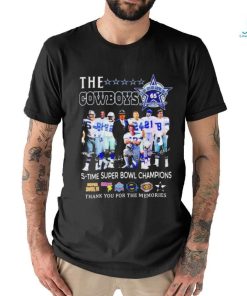 The Dallas Cowboys 65 Years Anniversary 5 Time Super Bowl Champions Signature Thank You For The Memories Shirt