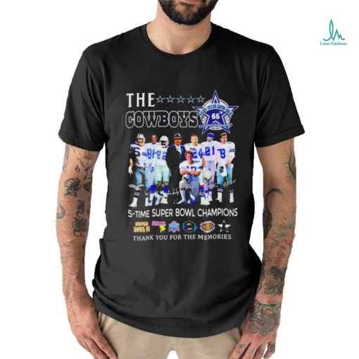 The Dallas Cowboys 65 Years Anniversary 5 Time Super Bowl Champions Signature Thank You For The Memories Shirt