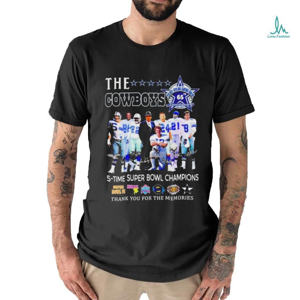 The Dallas Cowboys 65 Years Anniversary 5 Time Super Bowl Champions Signature Thank You For The Memories Shirt The Dallas Cowboys 65 Years Anniversary 5 Time Super Bowl Champions Signature Thank You For The Memories Shirt