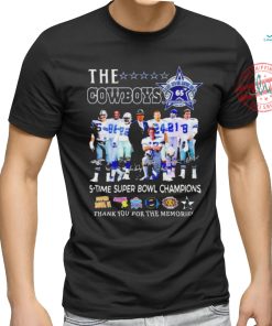 The Dallas Cowboys 65 Years Anniversary 5 Time Super Bowl Champions Signature Thank You For The Memories Shirt
