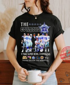 The Dallas Cowboys 65 Years Anniversary 5 Time Super Bowl Champions Signature Thank You For The Memories Shirt