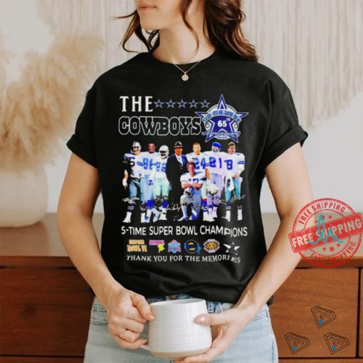 The Dallas Cowboys 65 Years Anniversary 5 Time Super Bowl Champions Signature Thank You For The Memories Shirt