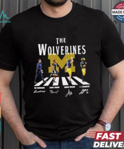 The Michigan Wolverines Abbey Road Jim Harbaugh Blake Corum Roman Wilson And Jj Mccarthy Signatures Shirt