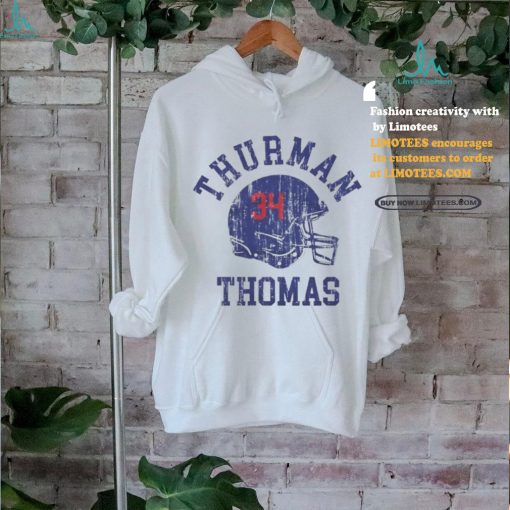 Thurman Thomas Buffalo Helmet Font Football Shirt