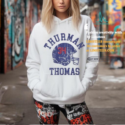 Thurman Thomas Buffalo Helmet Font Football Shirt