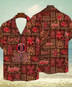 Tiki Motifs And Red Sox Logo Tropical Hawaiian Shirt