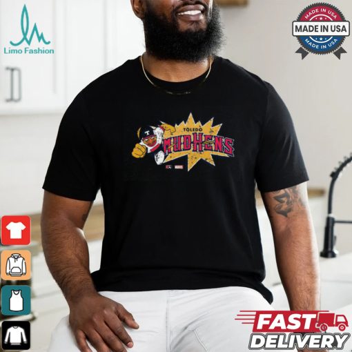 Toledo Mud Hens Marvel’s Defenders of the Diamond Adult Burst T Shirt