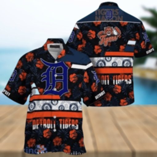 Tropical Floral Motifs Detroit Tigers Aloha Shirt