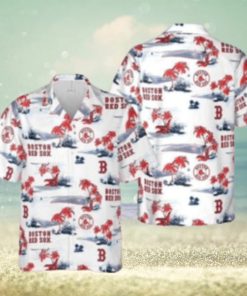 Tropical Palm Beach Scenery Boston Red Sox Hawaiian Shirt