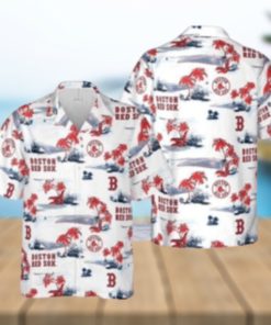 Tropical Palm Beach Scenery Boston Red Sox Hawaiian Shirt