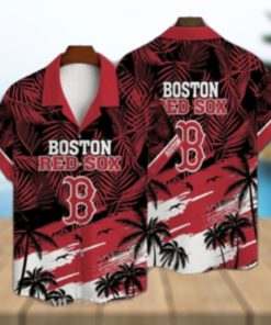 Tropical Sunset And Palm Boston Red Sox Hawaiian Shirt