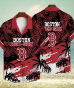 Tropical Sunset And Palm Boston Red Sox Hawaiian Shirt