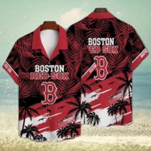 Tropical Sunset And Palm Boston Red Sox Hawaiian Shirt