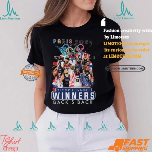 USA Basketball Men National Team Paris 2024 Olympic Games Winners Back 5 Back T Shirt