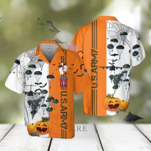 Us Army Paratroopers With The 82nd Airborne Division Parachute Halloween Pocket Hawaiian Shirt