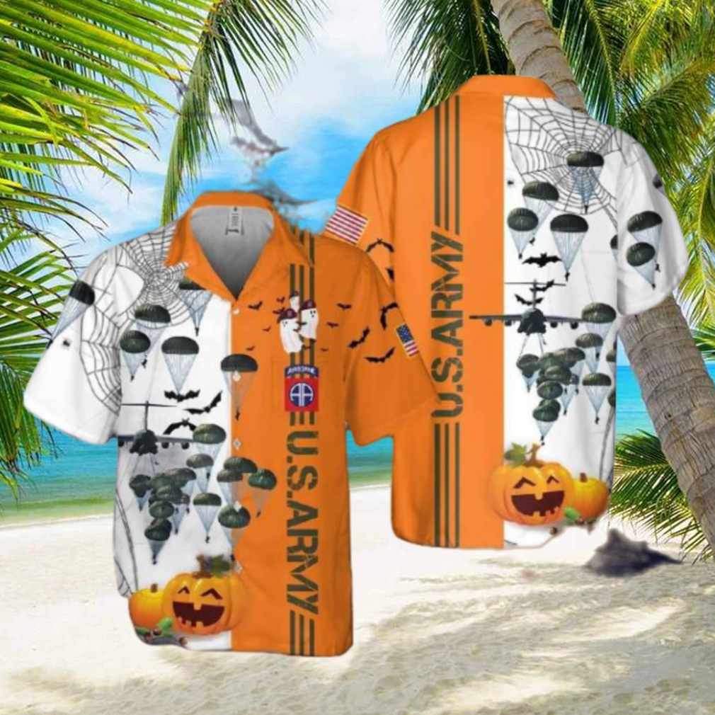Us Army Paratroopers With The 82nd Airborne Division Parachute Halloween Pocket Hawaiian Shirt Us Army Paratroopers With The 82nd Airborne Division Parachute Halloween Pocket Hawaiian Shirt
