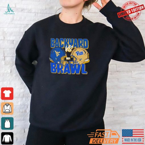 West Virginia Mountaineers Vs Pittsburgh Panthers 2024 Backyard Brawl Helmet Matchup Shirt