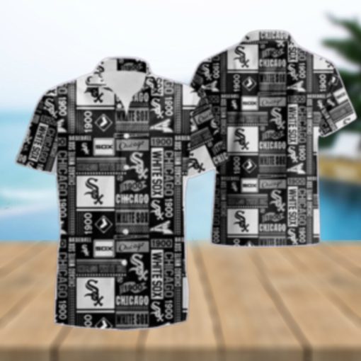 White Sox Monochrome Vintage Logo And Text Hawaiian Aloha Shirt