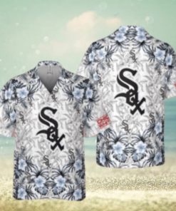 White Sox Tropical Floral Monochrome Hawaiian Aloha Shirt